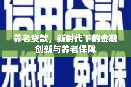 天宁养老贷款，新时代下的金融创新与养老保障