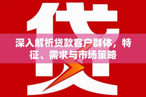 天宁深入解析贷款客户群体，特征、需求与市场策略