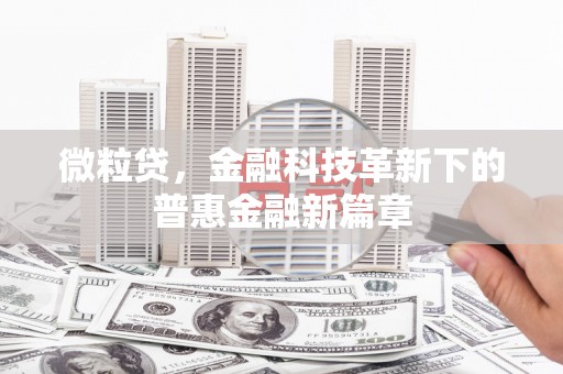 天宁微粒贷，金融科技革新下的普惠金融新篇章