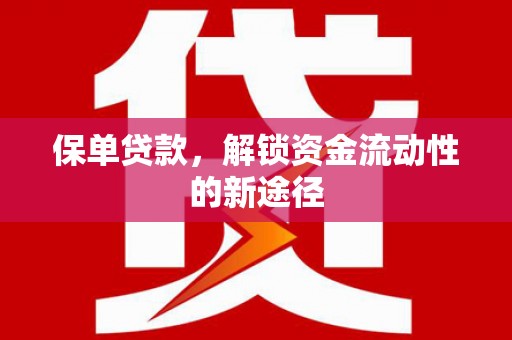 天宁保单贷款，解锁资金流动性的新途径