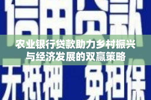 天宁农业银行贷款助力乡村振兴与经济发展的双赢策略