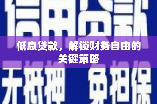 天宁低息贷款，解锁财务自由的关键策略