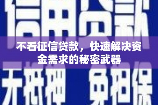天宁不看征信贷款，快速解决资金需求的秘密武器
