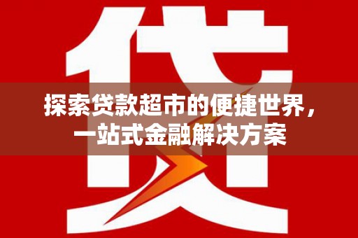 天宁探索贷款超市的便捷世界，一站式金融解决方案
